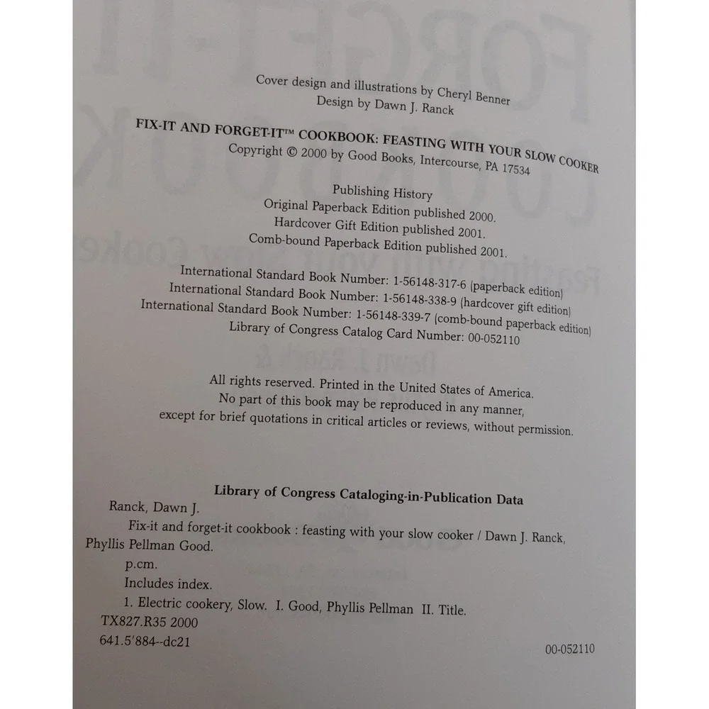 Fix-It and Forget-It Cookbook: Feasting With Your Slow Cooker Hardcover 2001